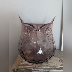 Elegant Purple Owl Glass Vase